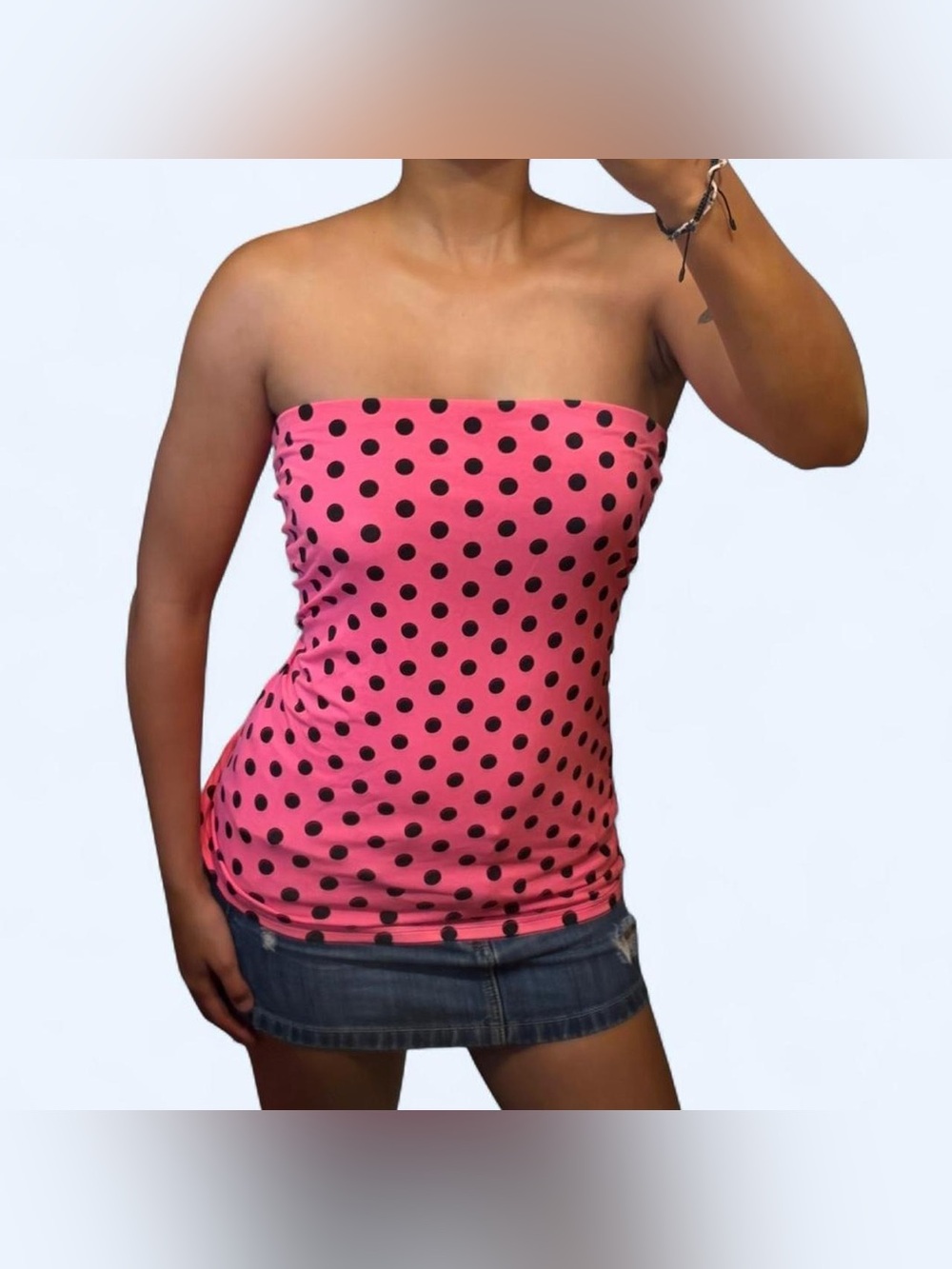Pink Polka Dot Tube Top by No Boundaries!